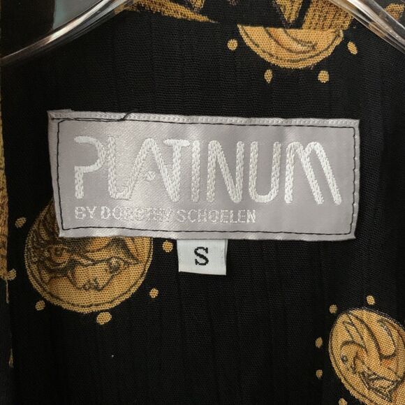 PLATINUM by Dorothy Schoelen Sz Small Long Blazer Abstract Boho Gypsy Rayon A6 - Picture 4 of 6